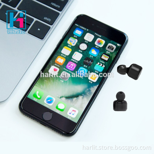 Harlit TWS Stereo Wireless Bluetooth 4.2 Headset For iPhone 7 With Clear Micphone CVC6.0 Noise Cancelling Black